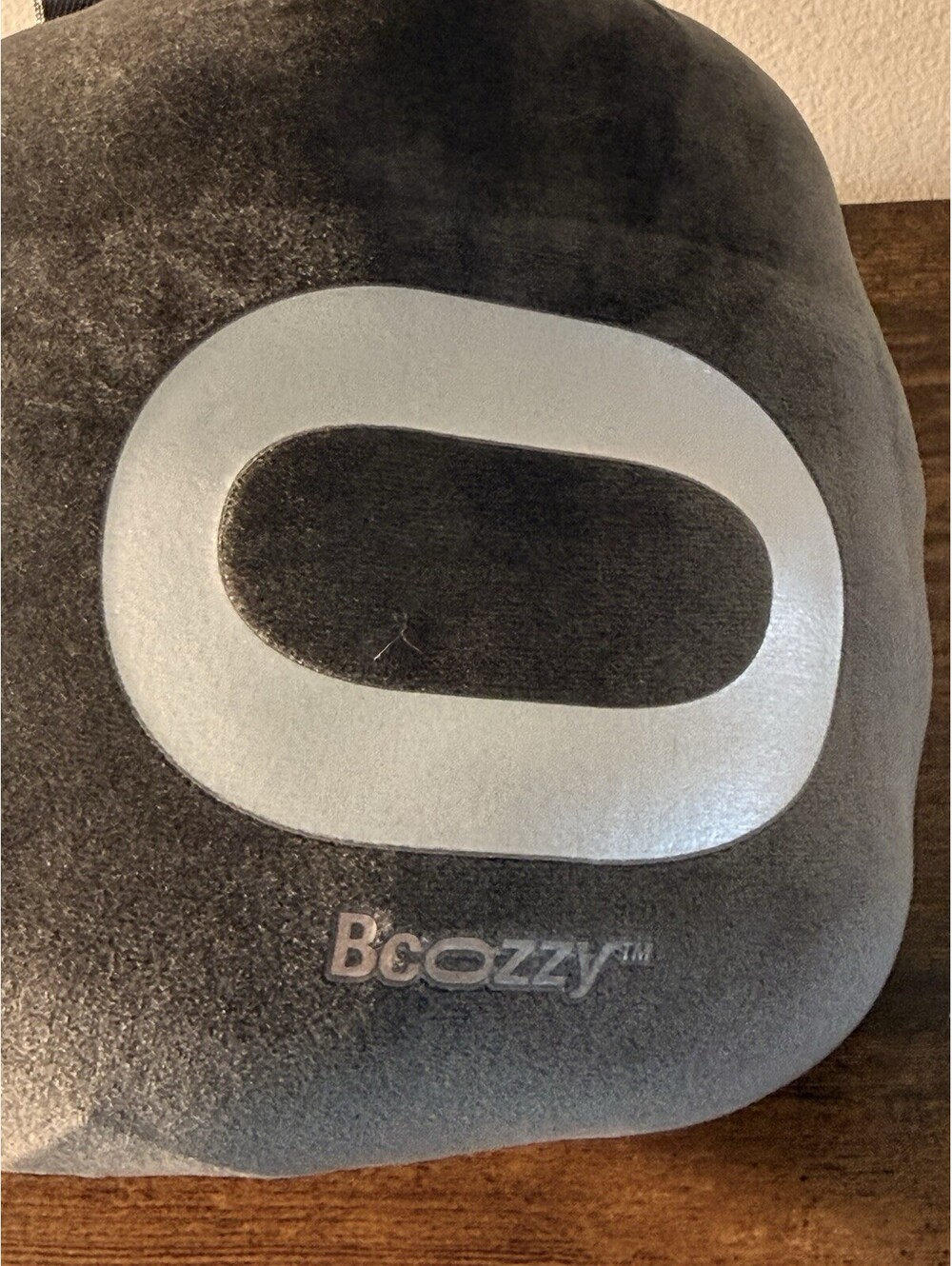 BCOZZY Travel Neck Pillow Large Grey Double Chin Support w/ Travel Carry Bag